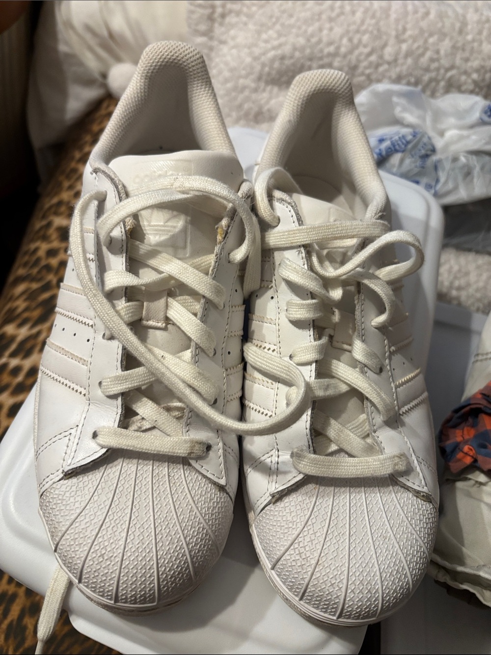 ADIDAS White Shell-Toe Sneakers